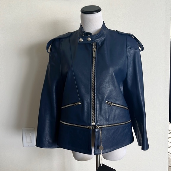 Woman’s leather jacket Golden goose deluxe brand size large blue